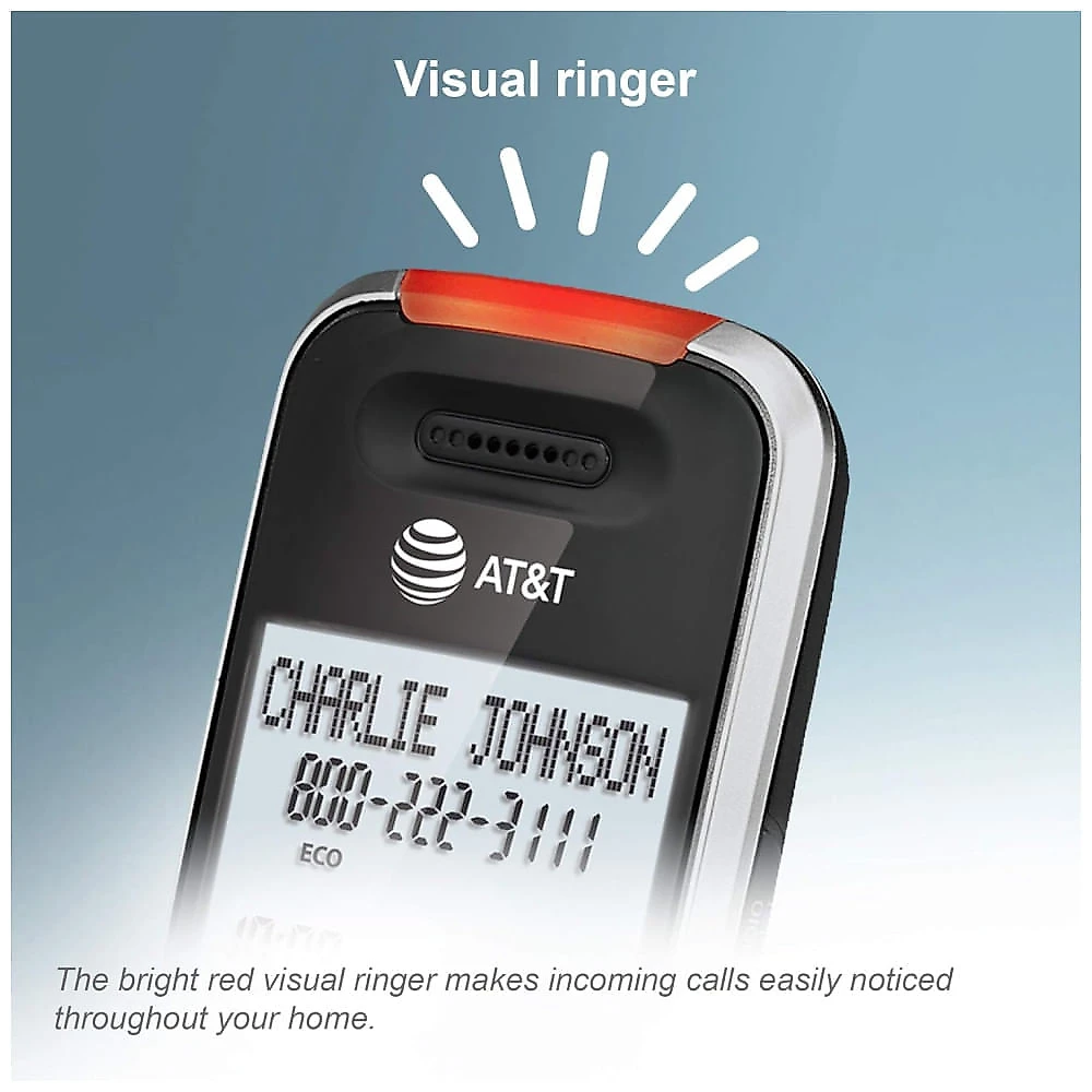 Aparelho de Telefone sem Fio AT&T BL1025 DECT 6.0 com 5 Ramais, Bloqueio e Identificação de Chamadas, Auxílio Auditivo e Alcance Ampliado