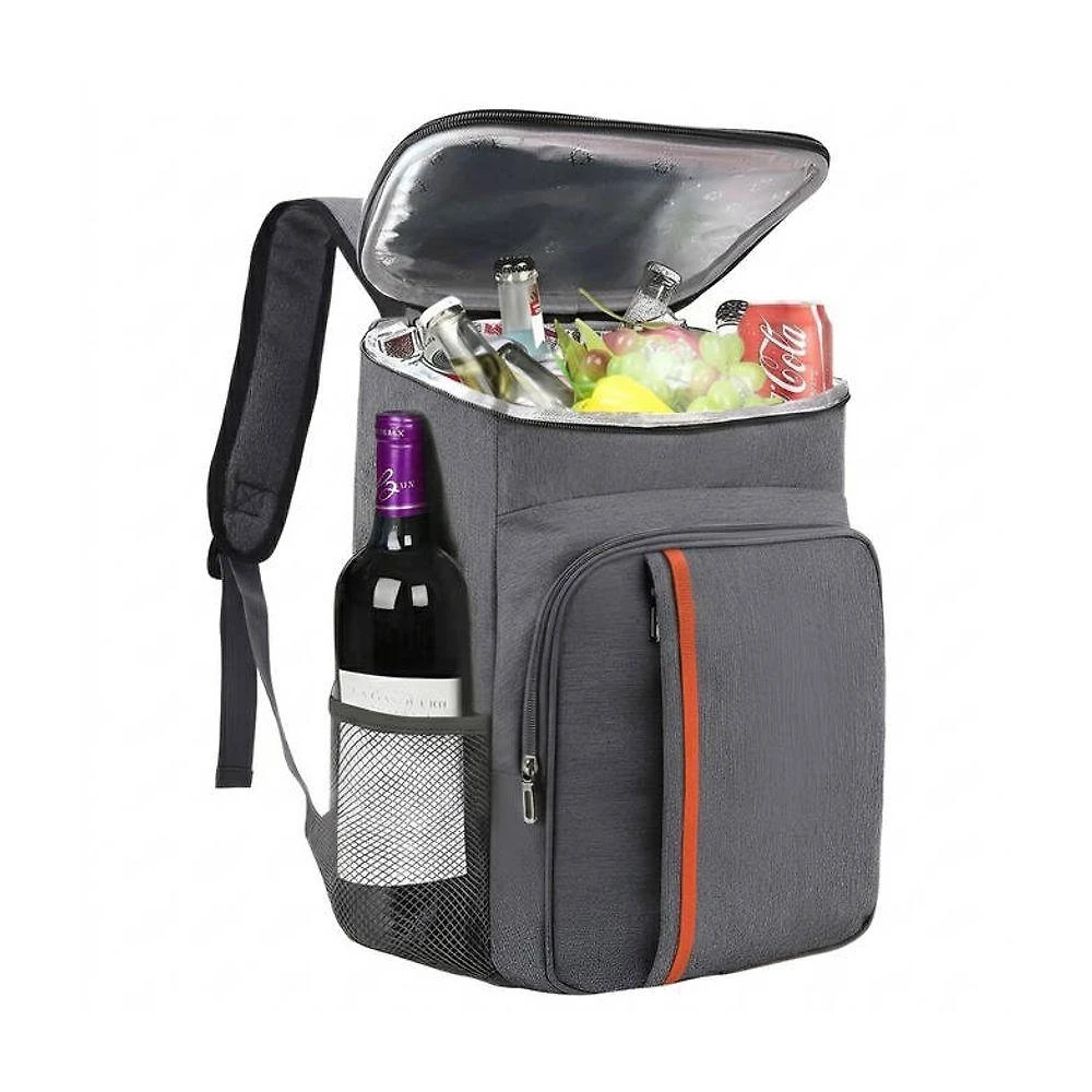 Mochila Térmica Viagem Impermeável com Bolsos e Alças Cinza