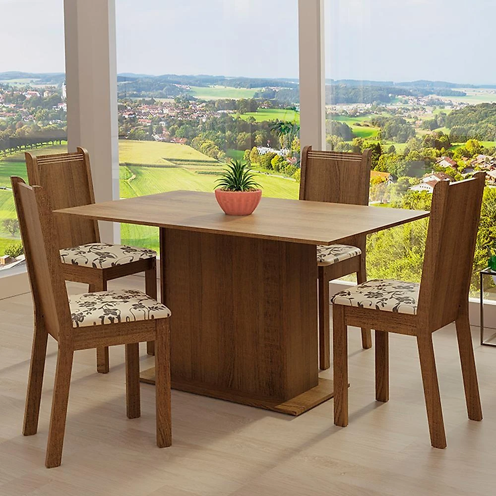 Conjunto Sala de Jantar Luana Mesa com 4 Cadeiras Madesa
