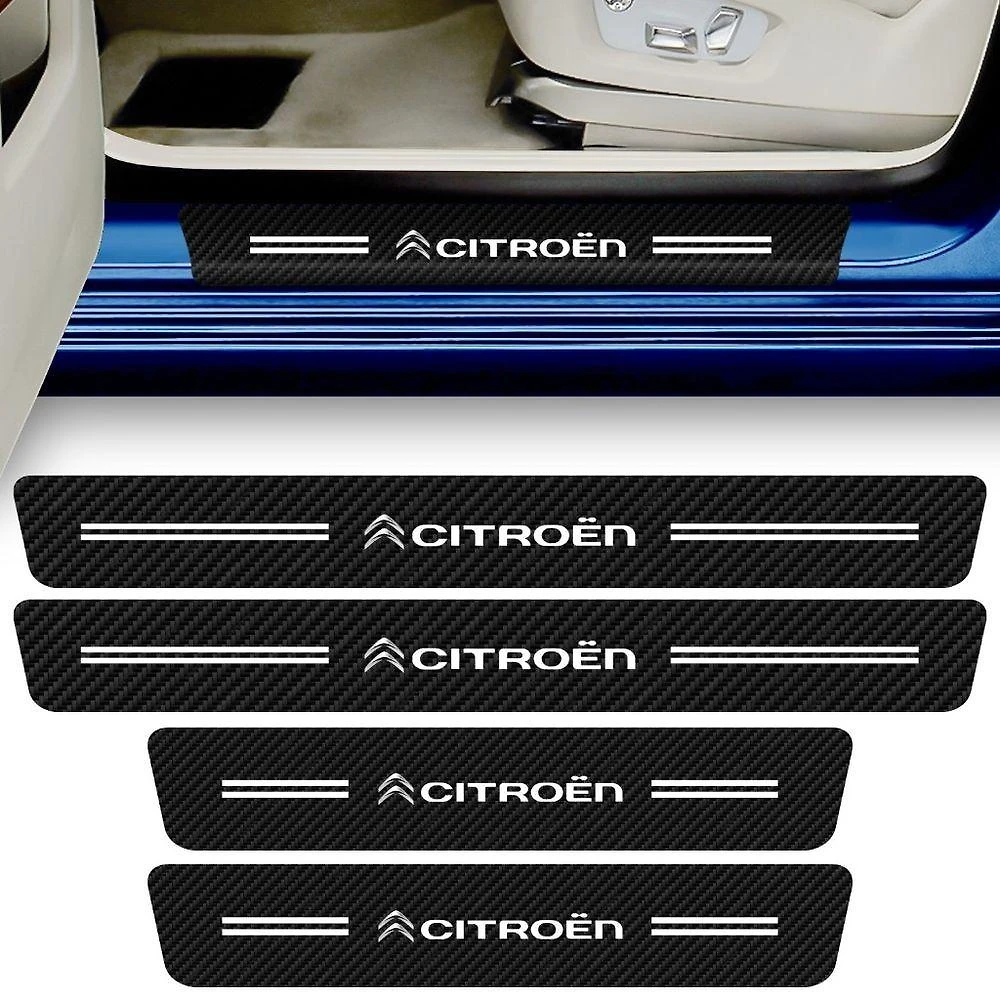 Kit Adesivo para Soleira de Porta Dianteira e Traseira de Carro 4 Peças Fibra de Carbono Preto OEM
