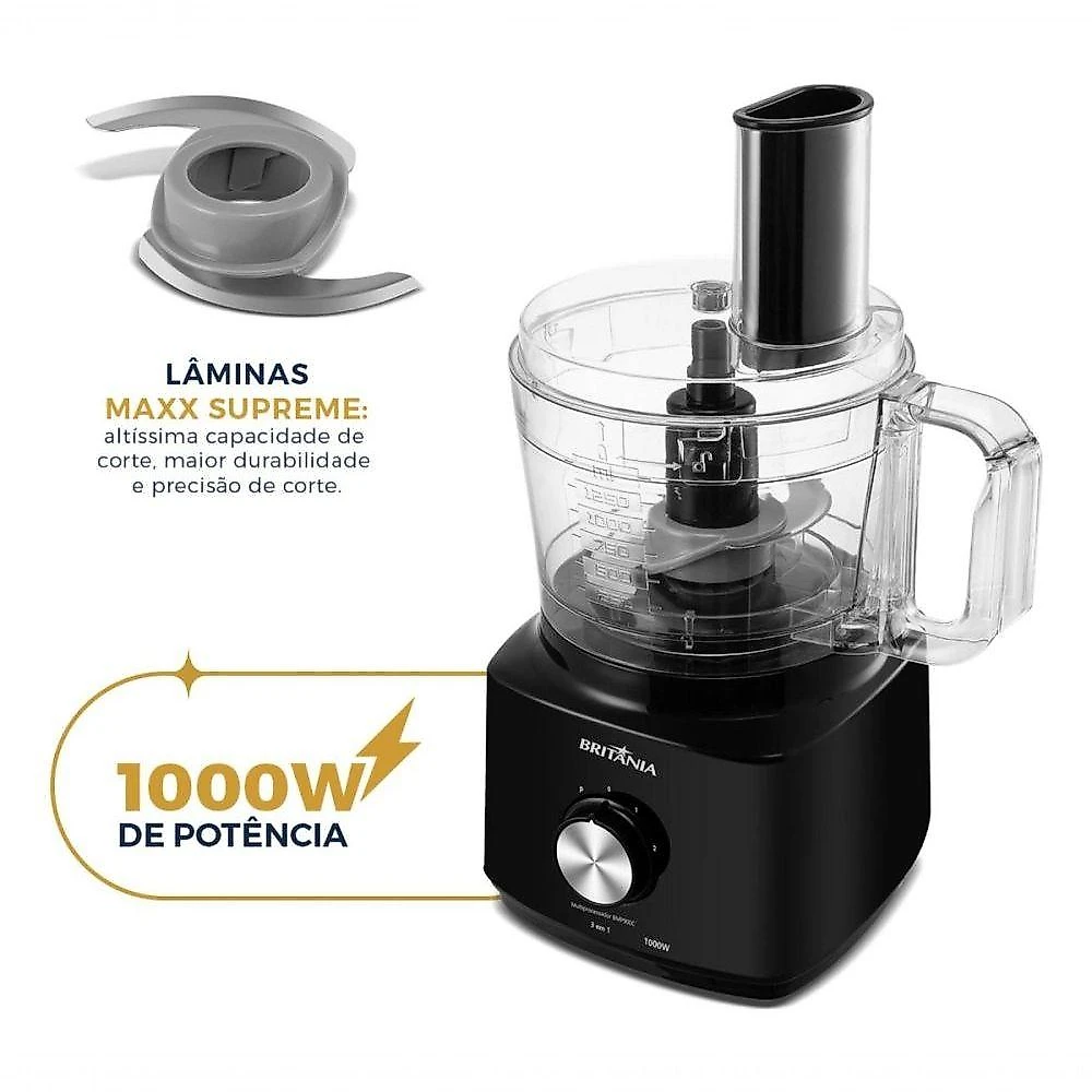 Multiprocessador BMP900 3 em 1 com 1000W Preto para Facilitar o Dia a Dia na Cozinha 110V