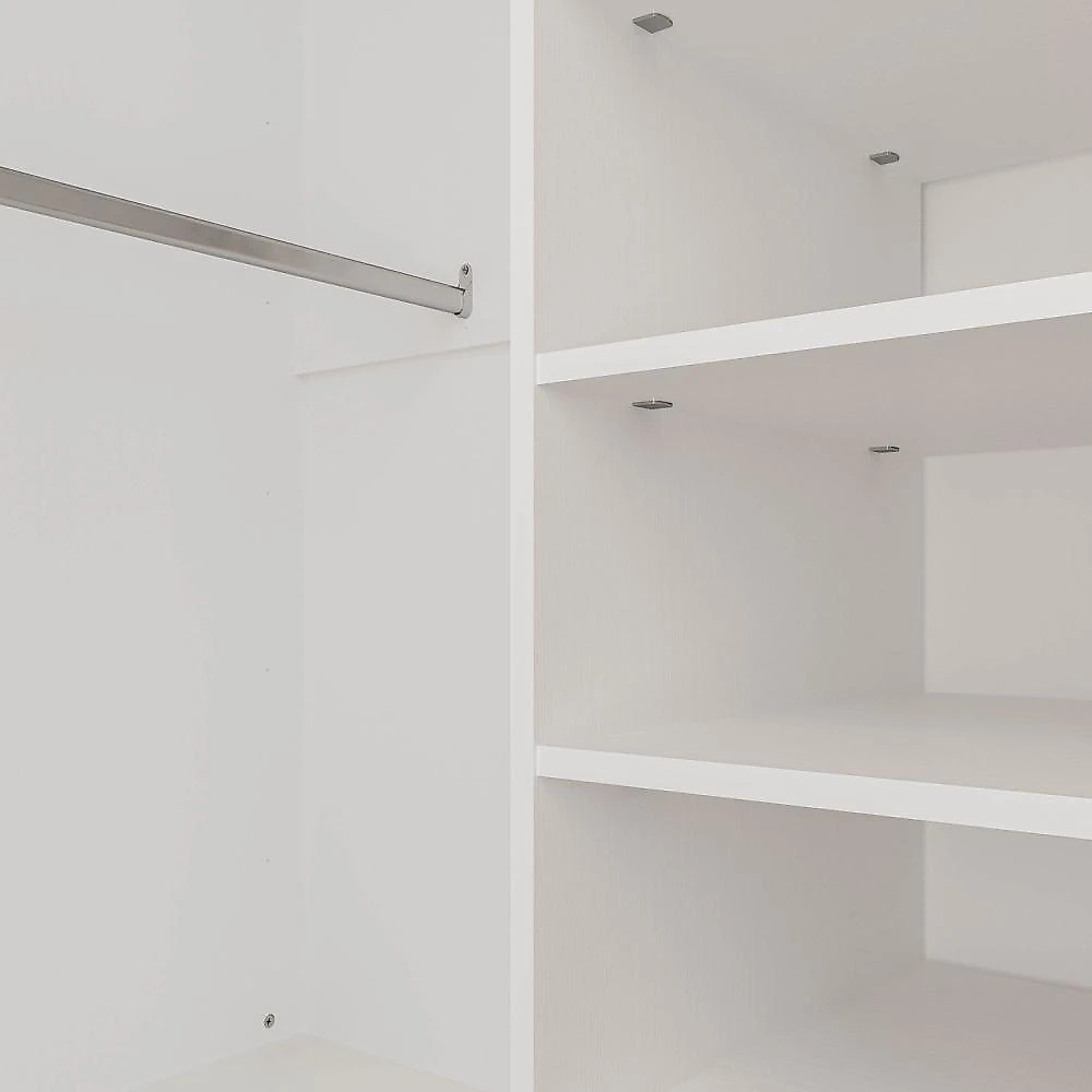 Guarda Roupa de Canto Closet com 6 Prateleiras e Portas de Espelho Hera CabeCasa MadeiraOriginals Guarda Roupa de Canto Closet com 6 Prateleiras e Portas de Espelho Modular Hera Cabecasa Madeiramade Branco Geada
