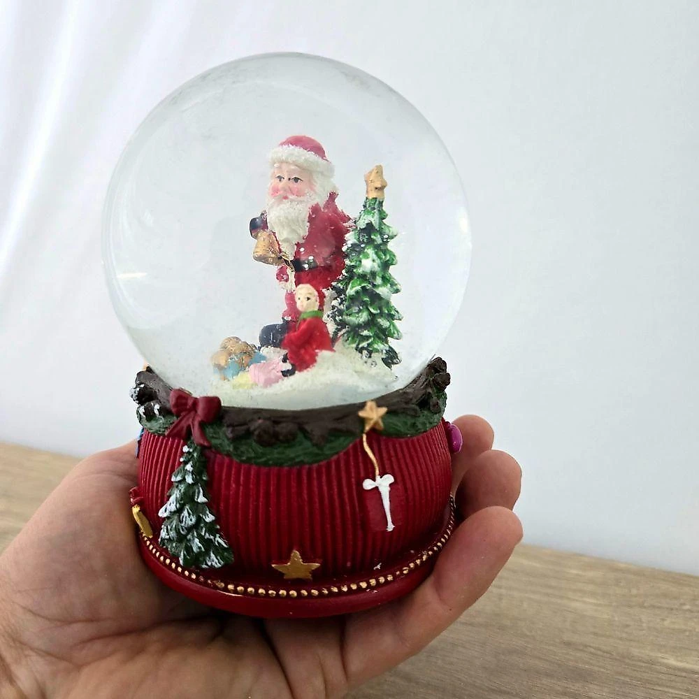Enfeite Globo De Natal Musical Neve 14cm
