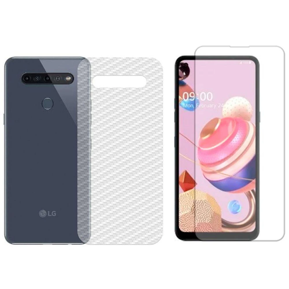Película Hidrogel + Adesivo Fibra De Carbono Para Lg K51s - Transparente