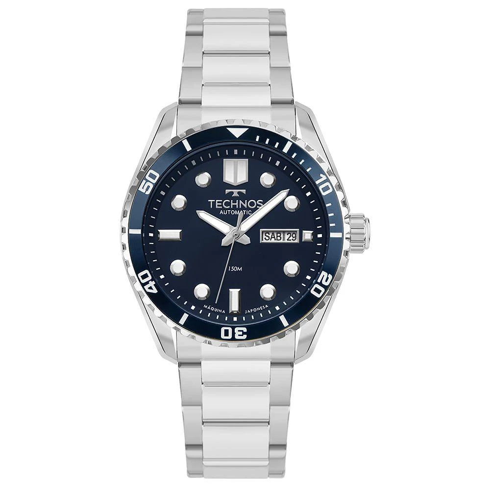 Miniatura Relógio Technos Masculino Automático Prata - 8205ox/1a Relógio Technos Masculino Acqua Prata - 8205ox/1a