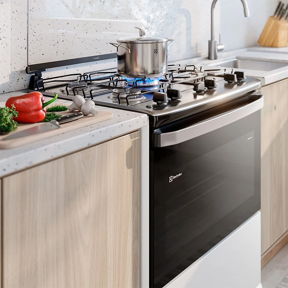 Fogão 5 Bocas FE5IW Mesa Inox PerfectCook VaporBake Electrolux Branco - Bivolt