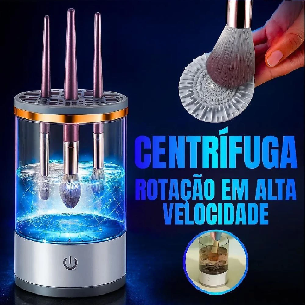 Máquina Limpadora de Pincéis Elétrica 3 em 1 Lava Seca e Armazena Usb Recarregável Bivolt Yeet