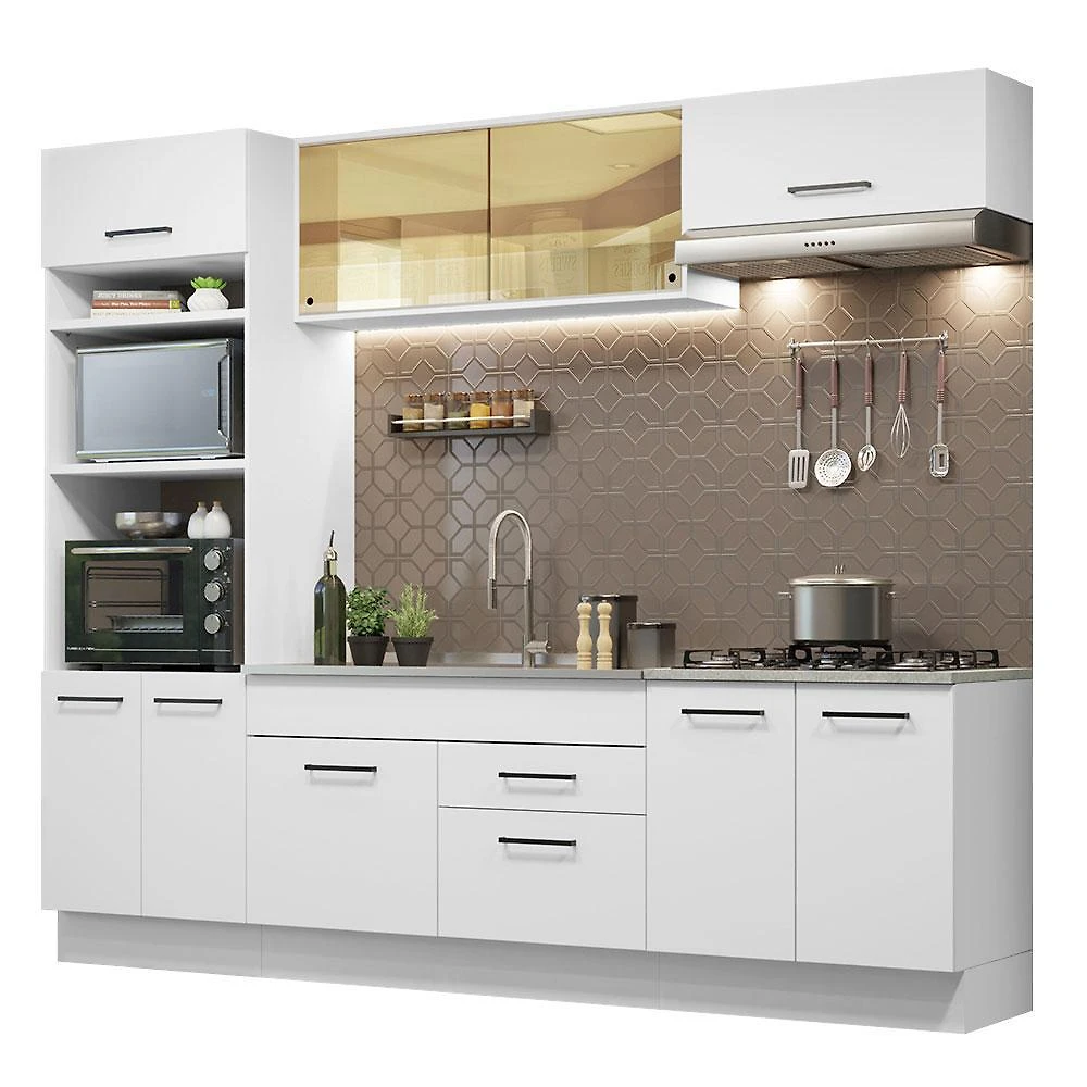 Cozinha completa madesa agata 270003 com armário e balcão (sem tampo e pia) - branco