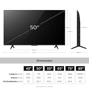 Miniatura Smart TV 50" 4K TCL P7L QLED Google TV 120Hz Dolby Vision