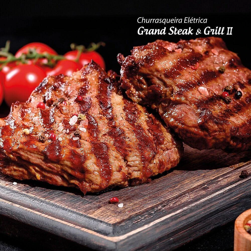Churrasqueira Elétrica Mondial CH-09 Grand Steak Grill II 1800W Sem Fumaça Preto 110V