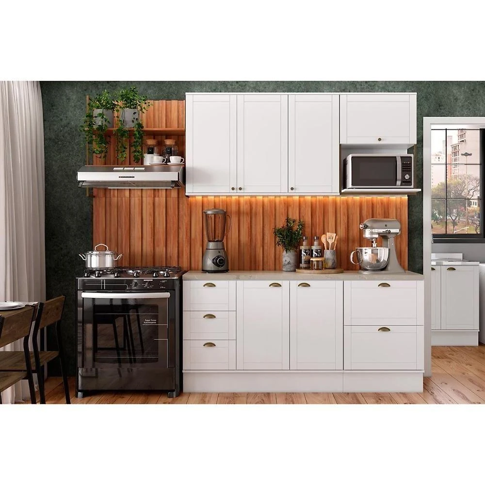 Cozinha Completa Bella 9 Peças (2aéreos+2balcões+5complementos) C9p60 Branco - Carraro