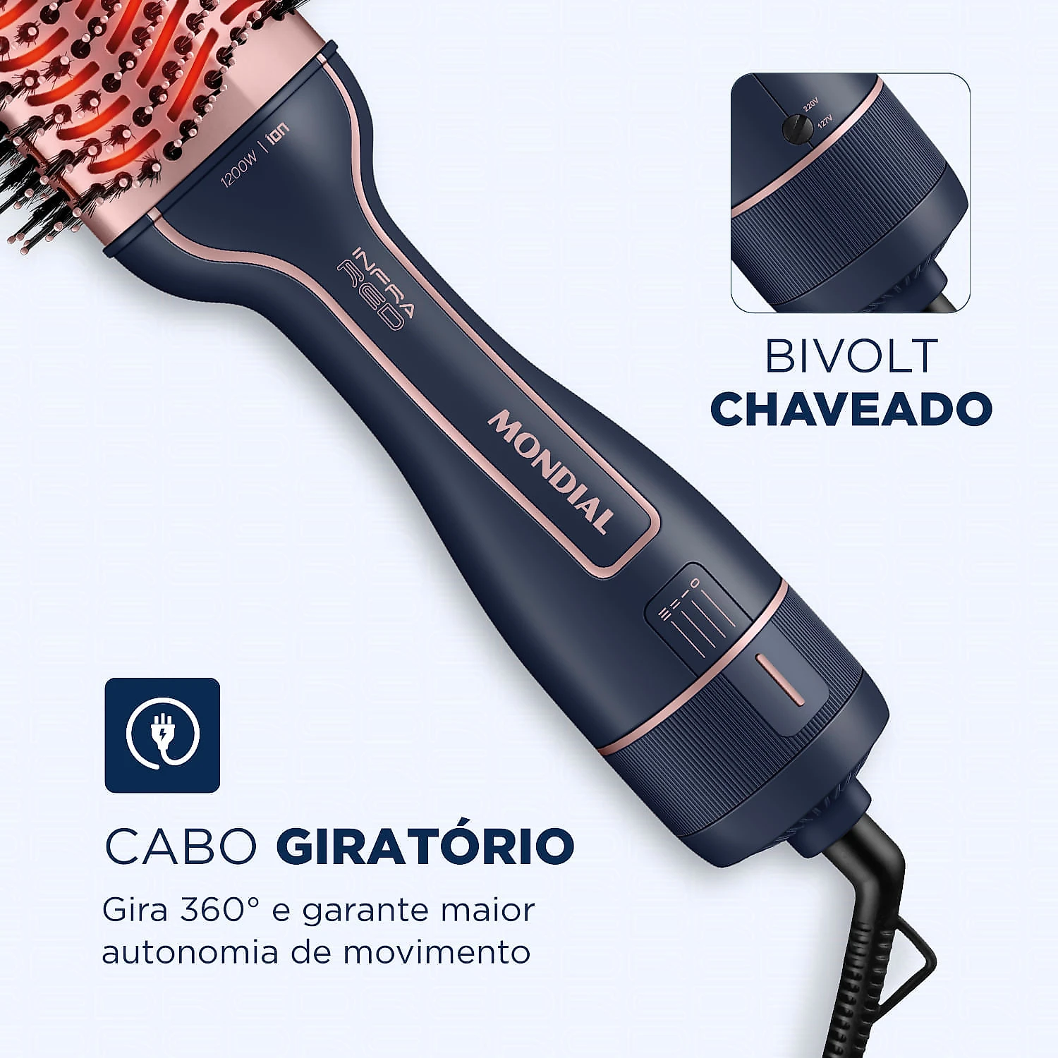 Escova Secadora InfraRed  Mondial ES-01-IR Bivolt ESCOVA SECADORA ES-01-IR BIVOLT