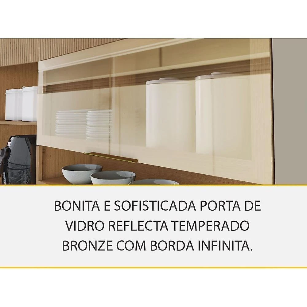 Kit Cozinha Realeza 6 Portas 3 Gavetas MDF 120CM Carvalho e Greice Nesher Móveis