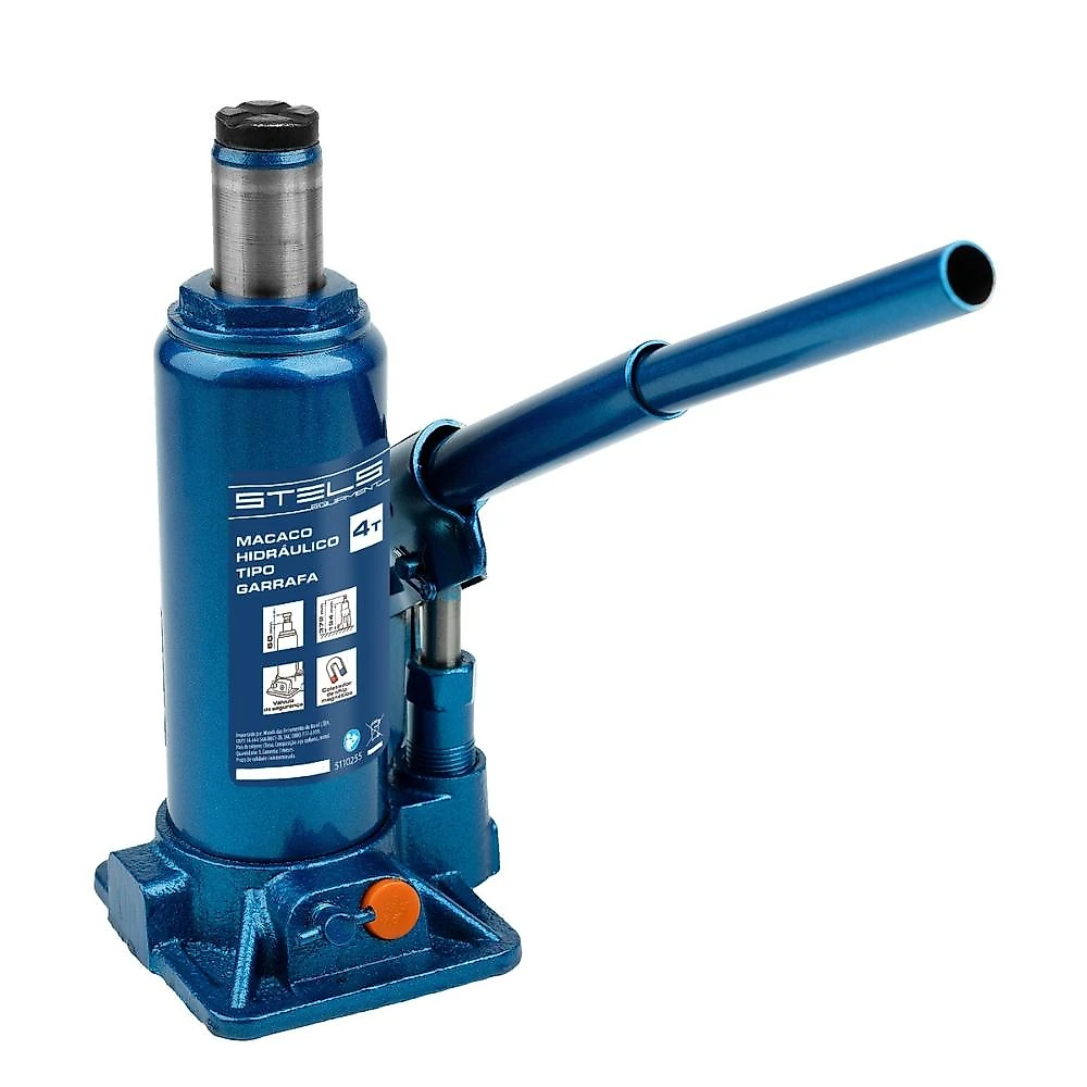 Macaco hidráulico garrafa 4t elevação 194-372mm aço stels 5110255 semi-profissional
