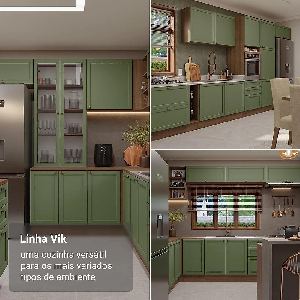 Armário Aéreo 80 Cm 2 Portas Rustic/verde Vik Madesa Rustic/verde