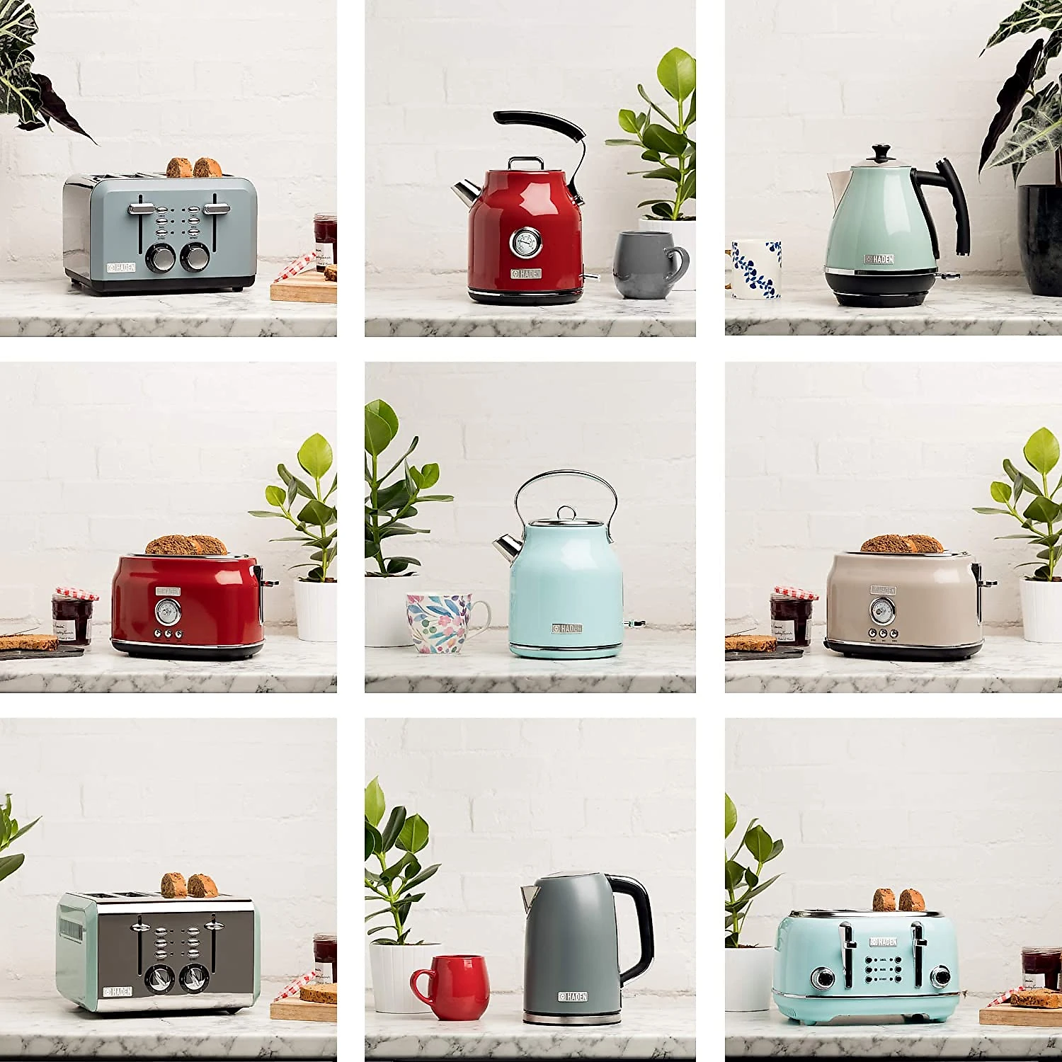 Haden HERITAGE 4Slice Wide Slot Retro Toaster with Browning Control Cancel and Defrost Settings in Ivory White