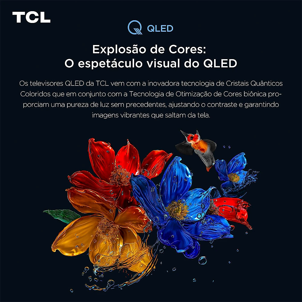 Smart TV TCL 55 Polegadas QLED 4K T6C WiFi Bluetooth Google TV Tela HVA e HDR10+ 55T6C