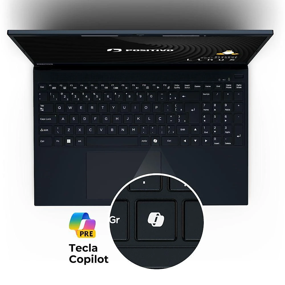 Notebook Positivo Vision R15 AMD Ryzen 5-5500U Linux 16GB RAM 256GB SSD Full HD 15.6” Lumina Bar Preto