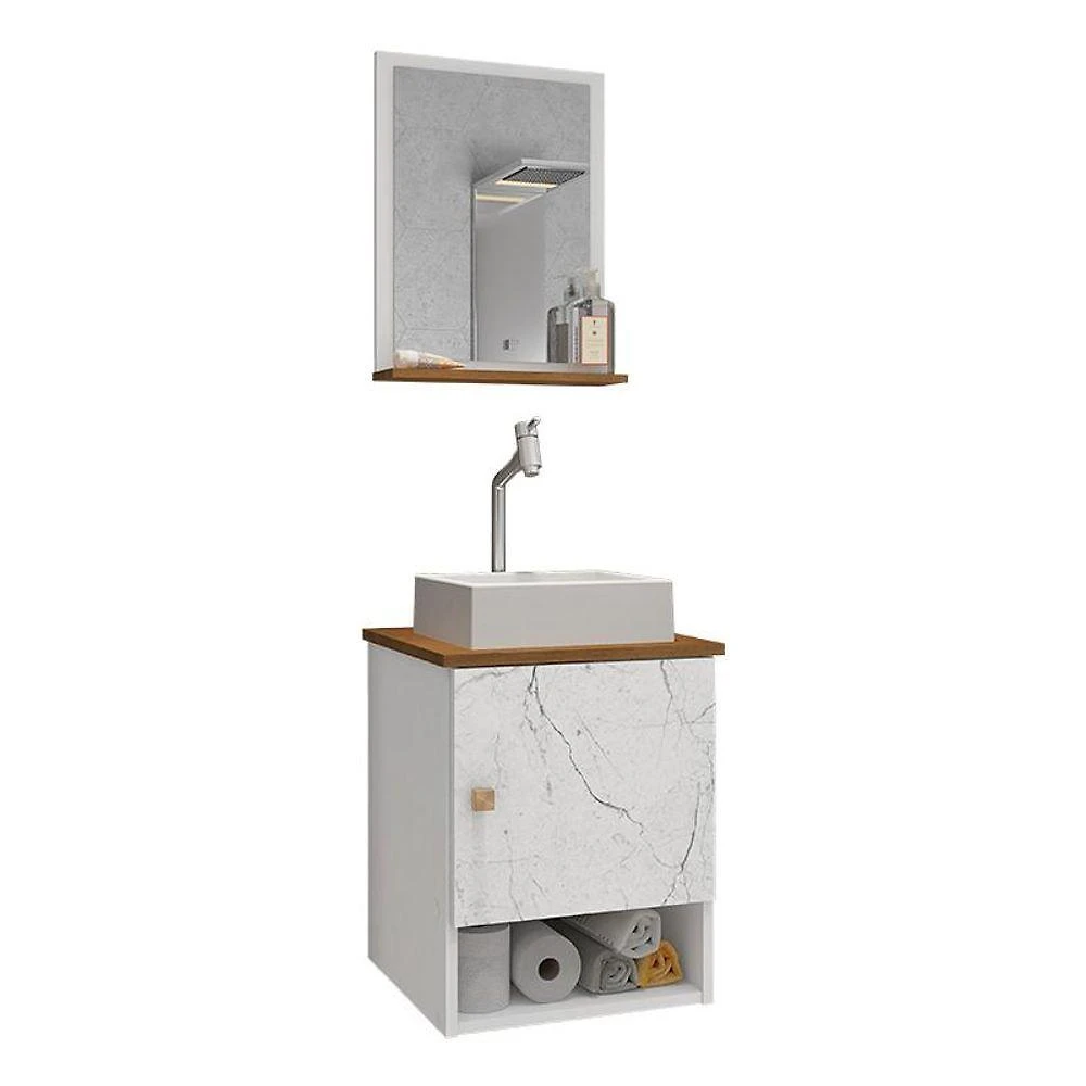 Gabinete Banheiro Lima Cuba Tulipa Bco Torneira Dl08 Val Abs Branco/carrara/nature Branco/carrara/nature