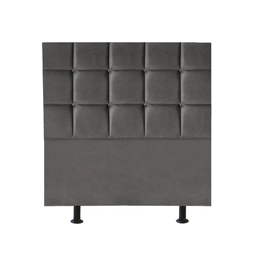 Cabeceira Estofada Cama Box Solteiro 90cm Espanha Corino Cinza Escuro- Mabe Magazine