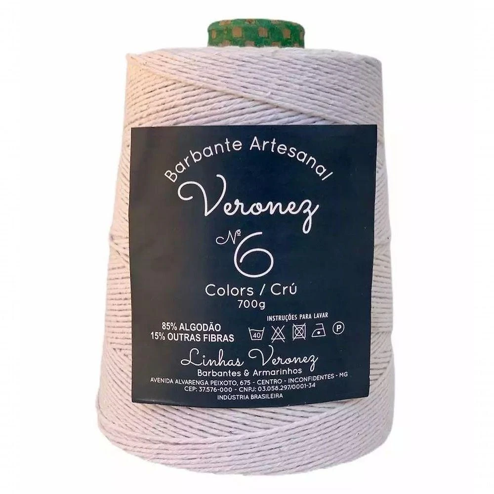 Barbante Artesanal No6 ao No8 85% Algodão 700g Branco Veronez