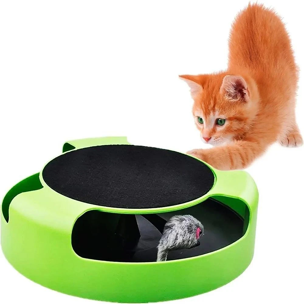 Brinquedo Interativo Para Gatos Arranhador E Rato Giratório
