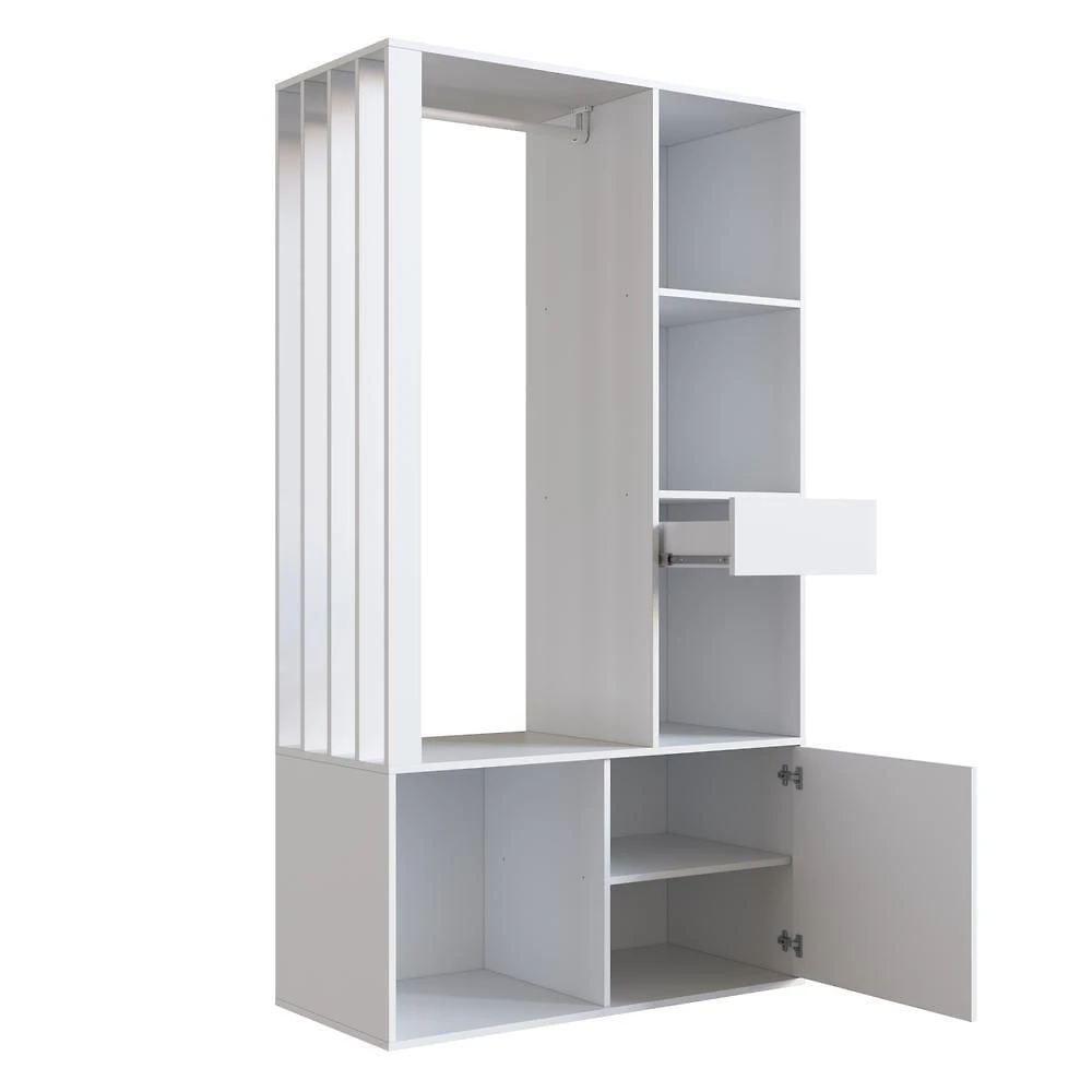 Miniatura Guarda Roupas Closet Com 1 Gaveta 1 Cabideiro 2 Prateleiras E 1 Porta Cl100 Branco