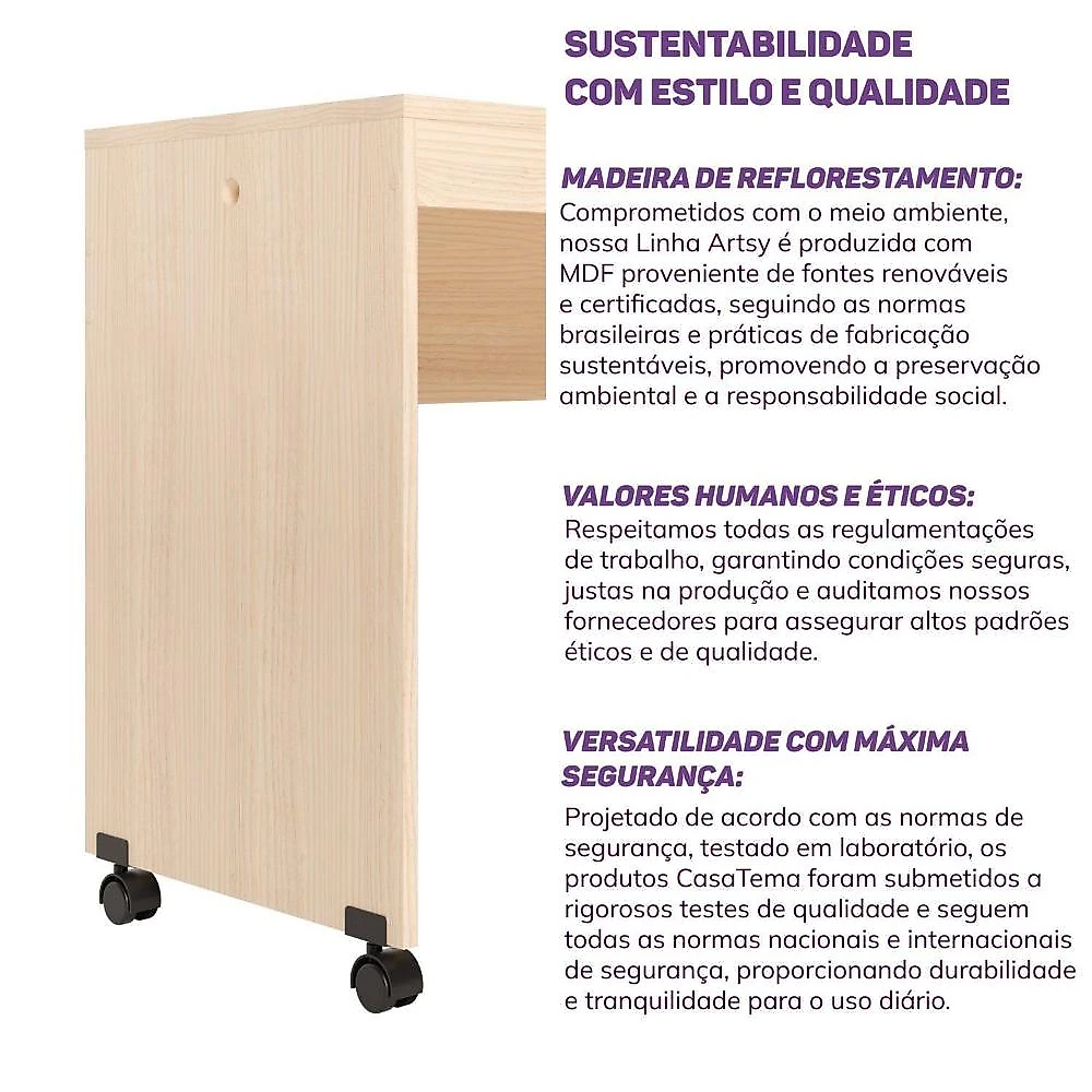 Escrivaninha MDF Artsy Casatema MadeiraOriginals Natural