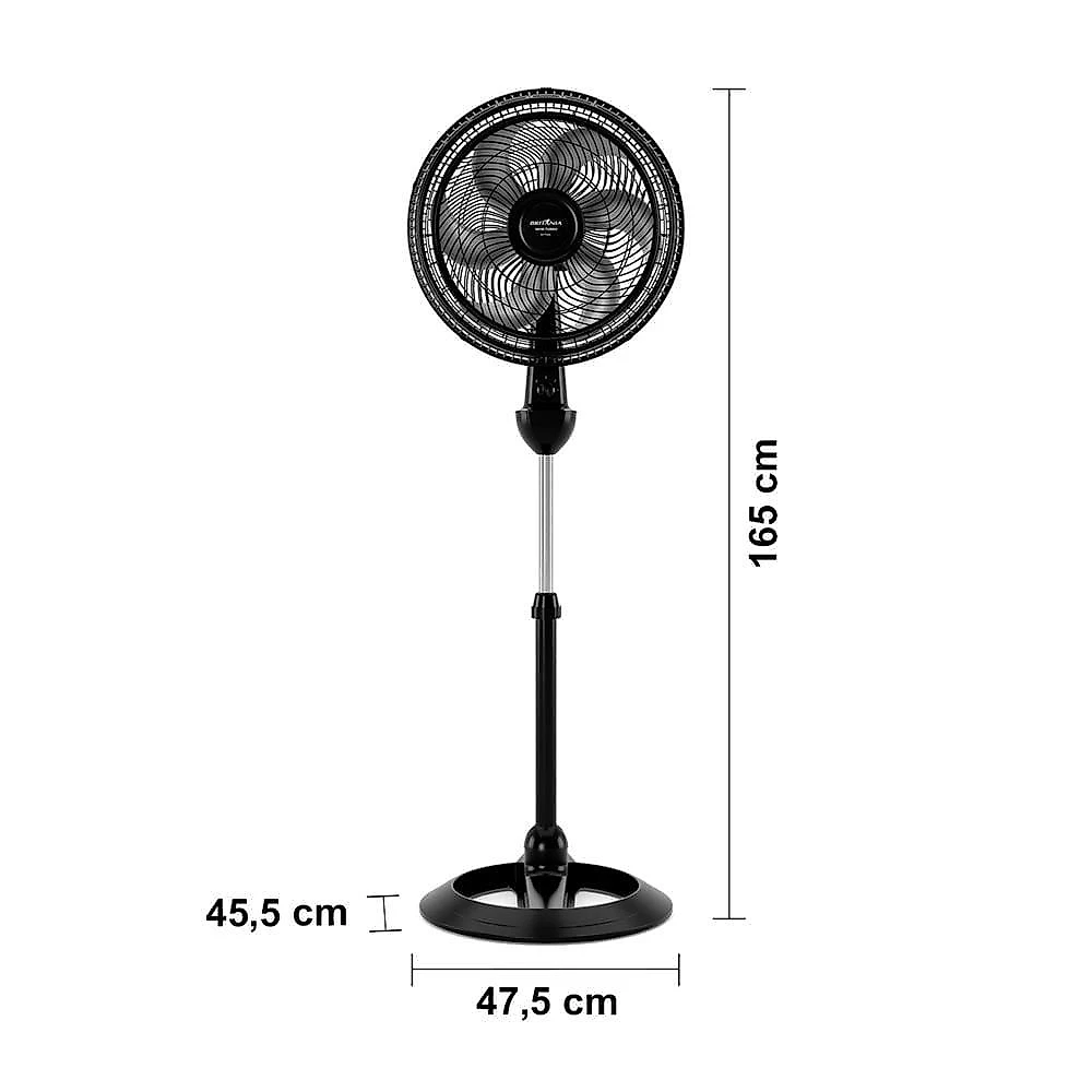 Ventilador de coluna britânia bvt466 maxx force 40cm com 3 velocidades, 6 pás e 160w - preto 110