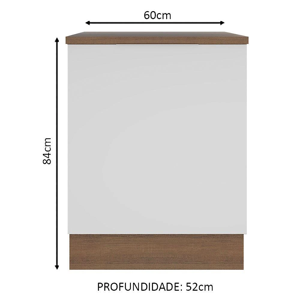 Balcão madesa stella 60 cm 1 porta - rustic/branco