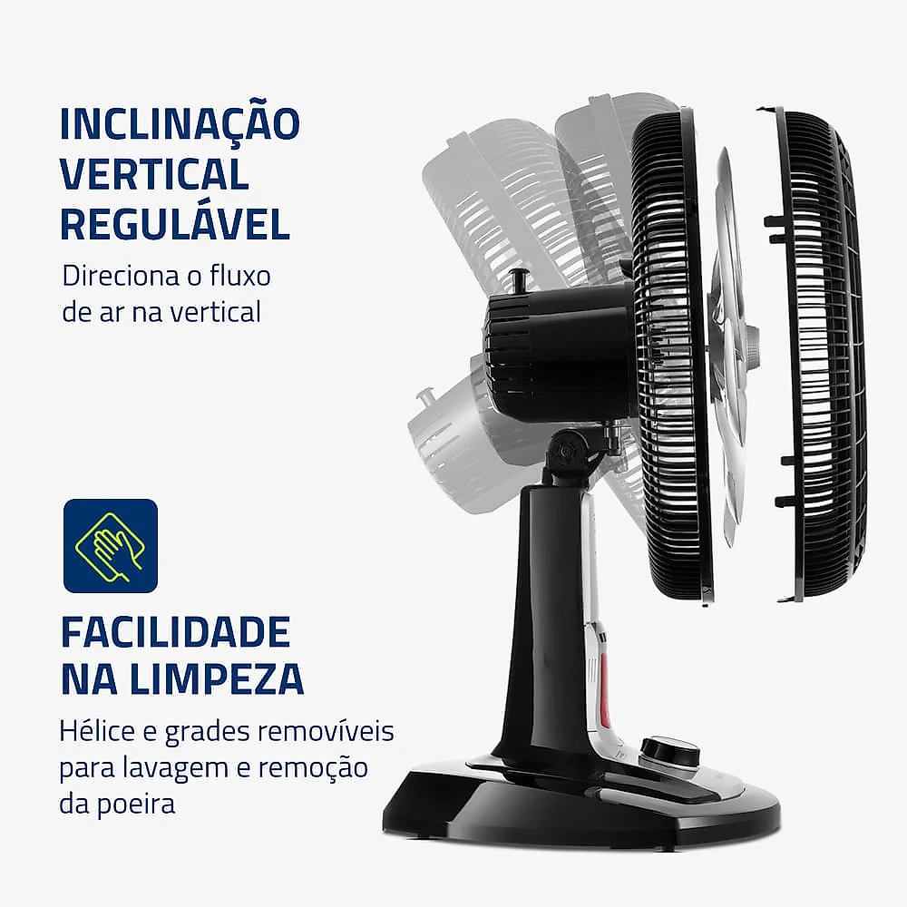 Ventilador de Mesa Mondial Turbo 8 Pás 40 cm Repelente Líquido VTX-40-8P-RL VENT 40CM-127V-PRETO/PRATA