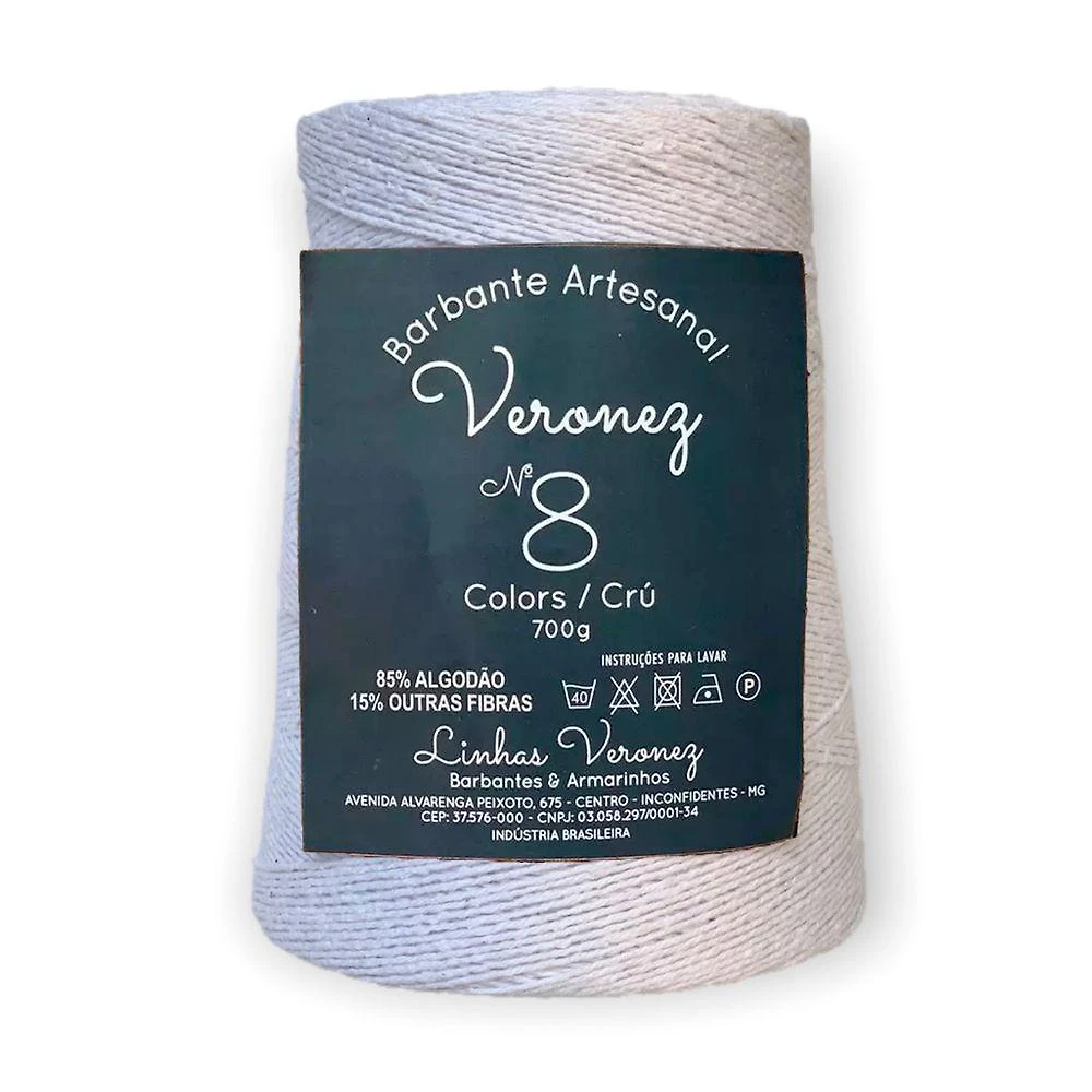 Barbante Artesanal No8 85% Algodão 700g Branco Kit 5 Unidades Veronez