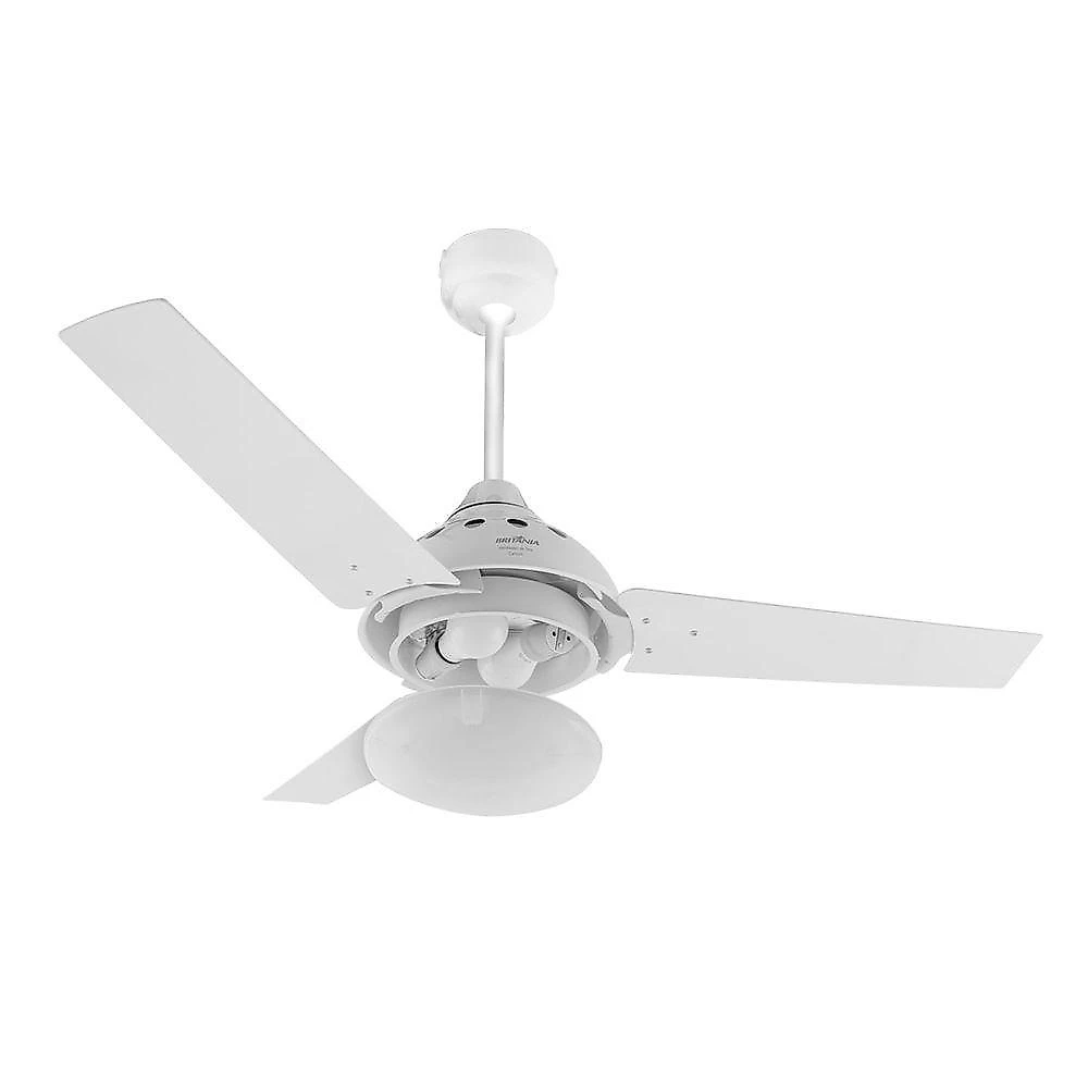 Ventilador de teto britânia 131w 50cm 3 pás 3 velocidades branco 110v