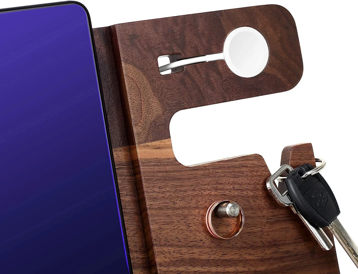 Awofer SB002 Porta Chaves e Organizador Tudo em Um de Madeira com Suporte para Celular Marrom 110v