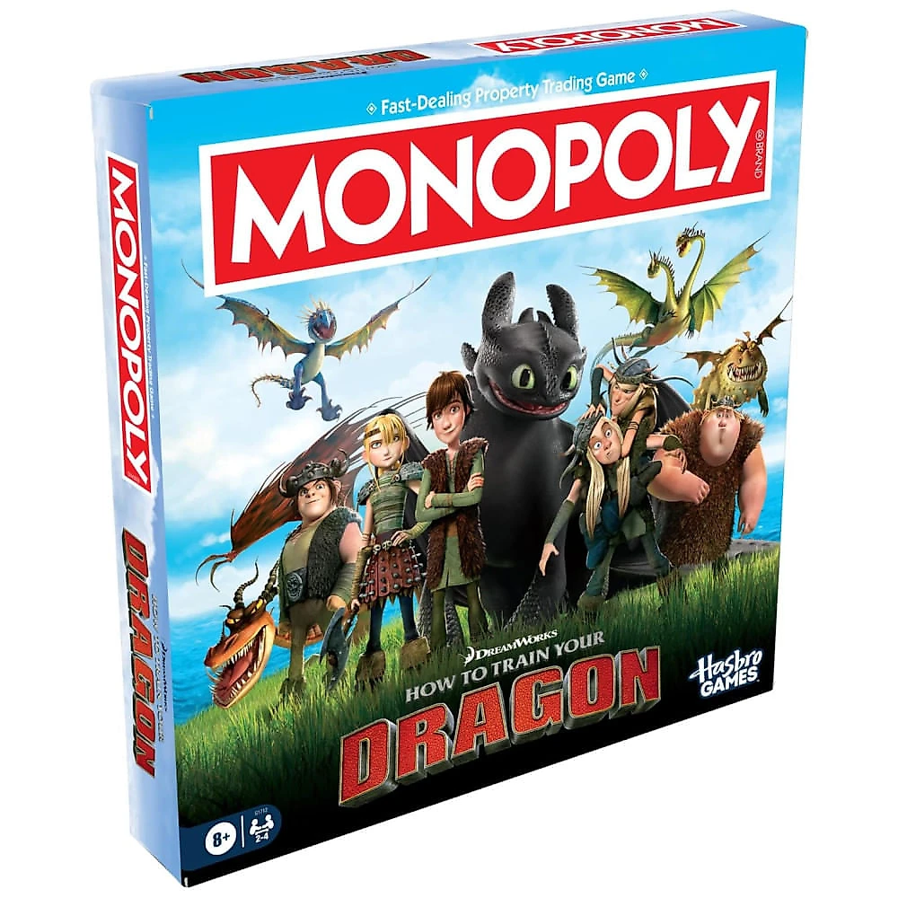 Monopoly Edição DreamWorks Como Treinar o Seu Dragão - Jogo de Tabuleiro, 8+ Anos, 2-4 Jogadores, 45 Min de Diversão.