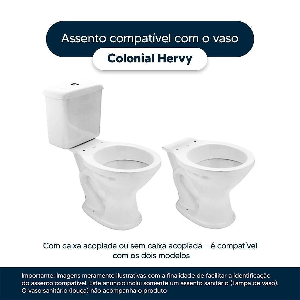 Assento Sanitário Soft Close Colonial Cinza Escuro Para Vaso Hervy