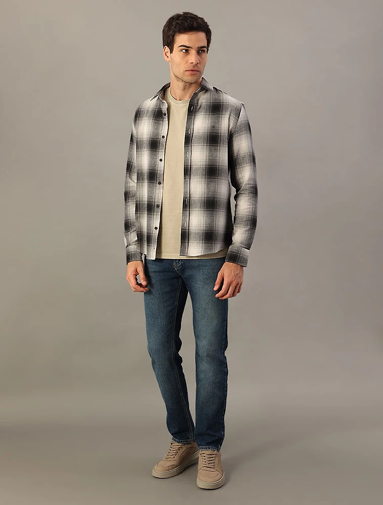 Miniatura Camisa Calvin Klein Jeans Manga Longa Flanela Xadrez - Chumbo Camisa Calvin Klein Jeans Manga Longa Flanela Xadrez Chumbo g