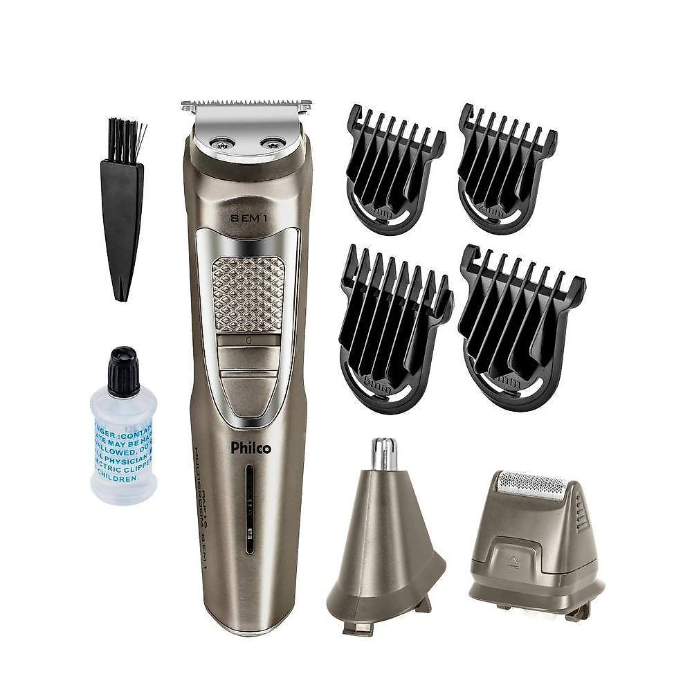Aparador de pelos philco pap16 multifuncional lâmina aço inoxidável sem fio 5w bivolt
