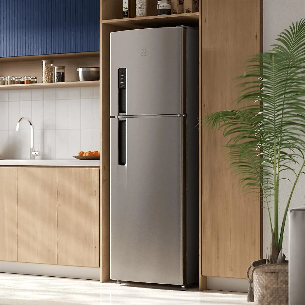 Geladeira Electrolux Frost Free 400L AutoSense Inverter Duplex Inox Look IF44S 127V