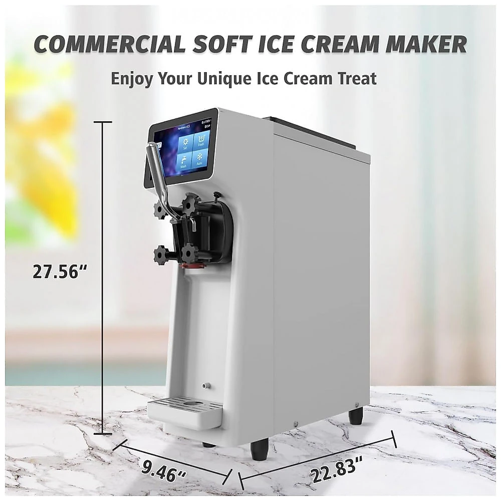 Máquina de Sorvete Soft Comercial AnyDoor Branco Monosabor 4,5L Hopper 1,6L Cilindro 1000W Modelo BQL-9200STW