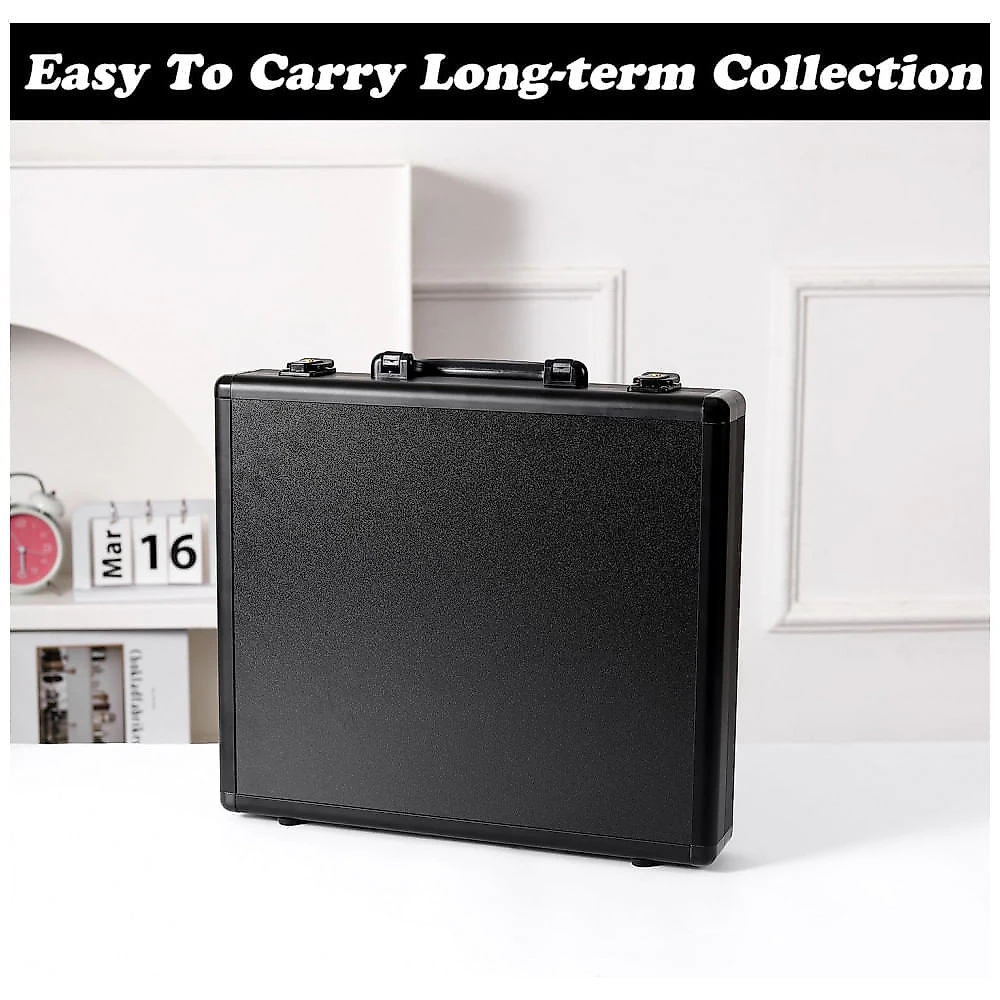 Álbum Toploader para Cartas Colecionáveis Azamou - Capacidade para 216 Toploaders, 12 Folhas com 9 Bolsos, Estojo Rígido Preto