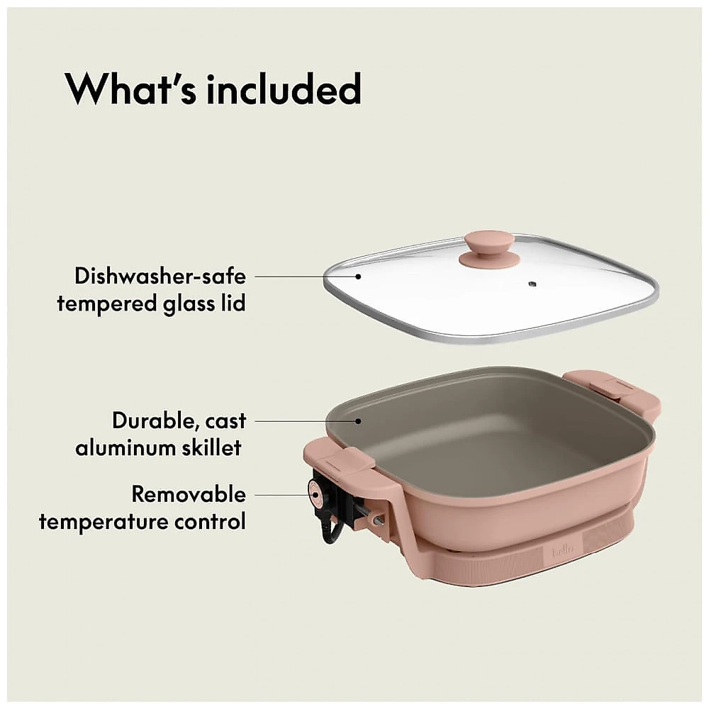 BELLA Make Take Chapa Elétrica com Revestimento Cerâmico EverGood, Controle de Temperatura Ajustável e Tampa de Vidro Temperado