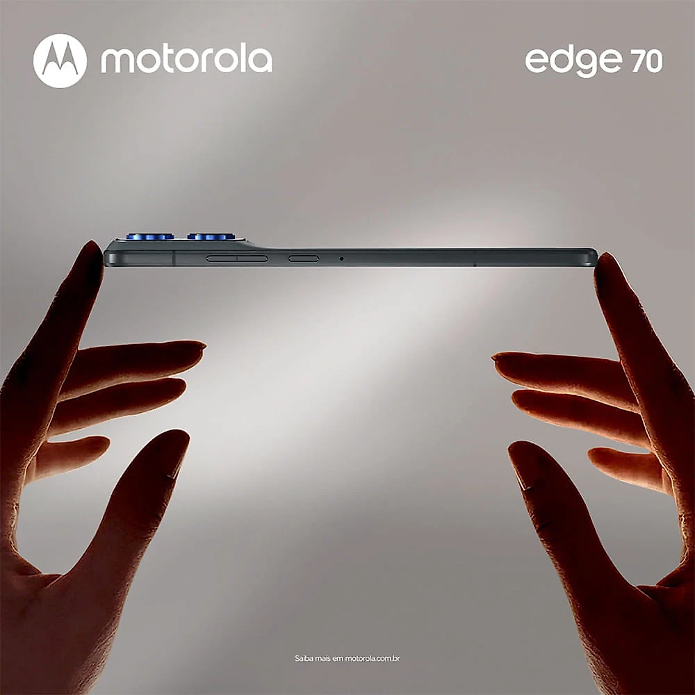 Smartphone Motorola Edge 70 5G 256GB 24GB (8GB RAM + 16GB RAM Boost) Ultrafino 3 Câmeras 50MP Tela 1.5K Gadget Gray