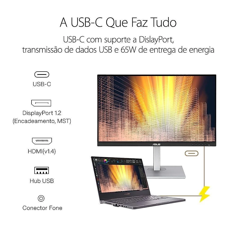 Monitor Profissional ASUS ProArt 24", Full HD, IPS, Altura Ajustável, Som Integrado - PA247CV