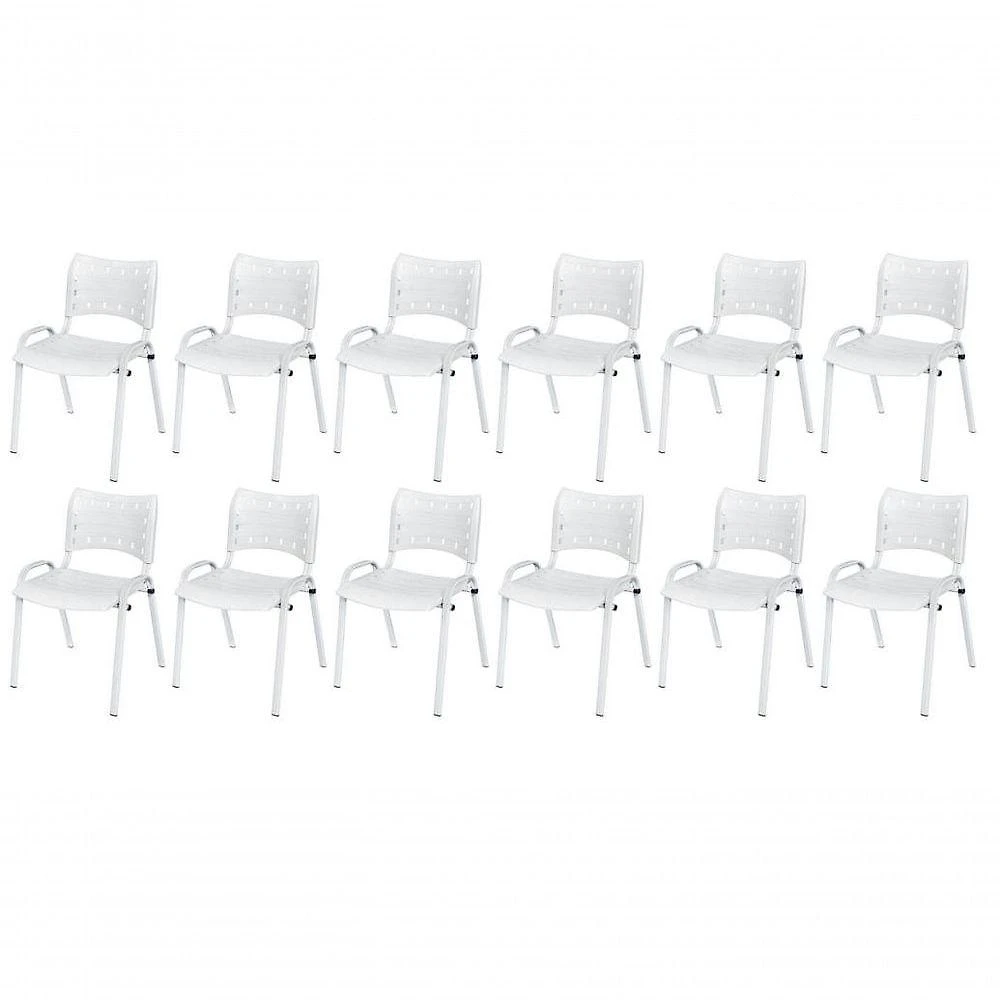 Cadeira Iso Base Branco Igreja, Escola, Escritório - Branco Kit 12 Peças
