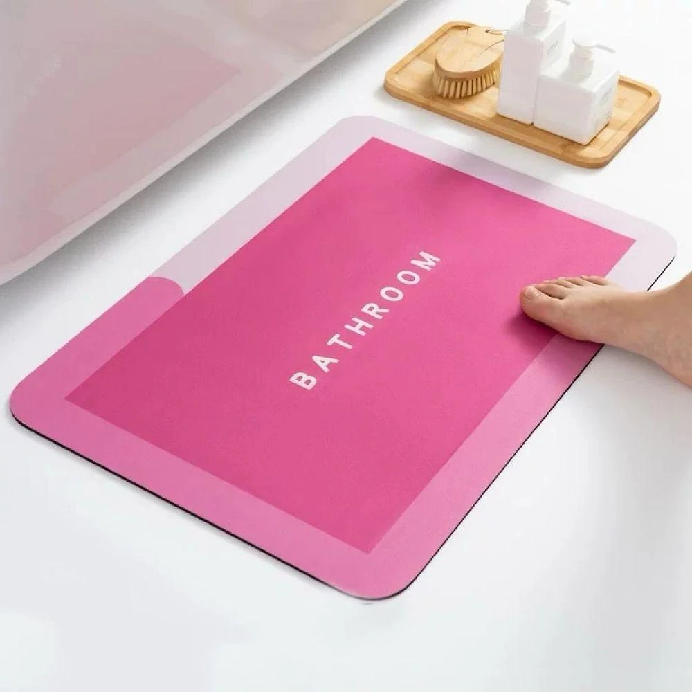 Kit Tapete Antiderrapante Soft Poliéster 60cm X 40cm 2 Peças Pink Retangular OEM