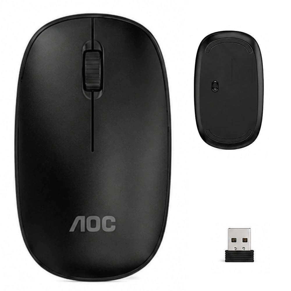 Mouse Óptico sem Fio 2.4GHZ USB 1200 DPI Ergonômico Wireless Preto AOC