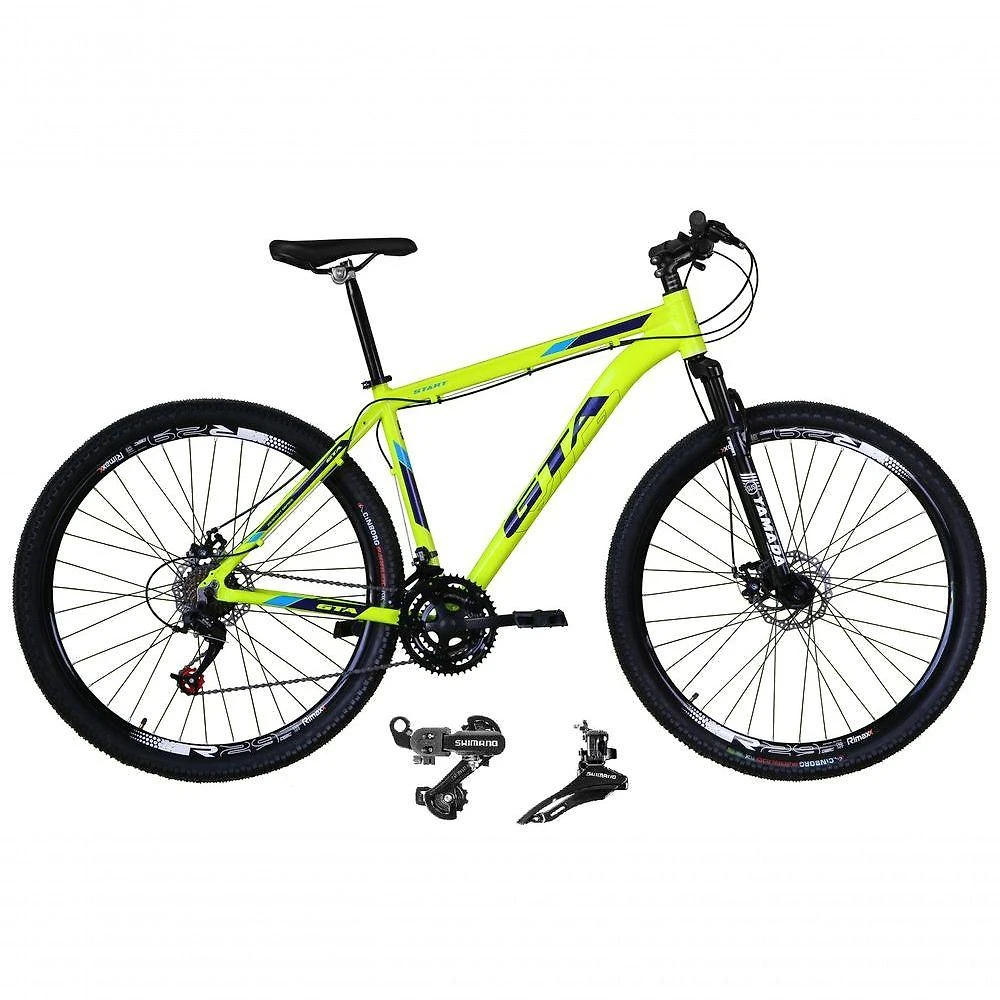Bicicleta Aro 29 Gta Start Alumínio 21v Câmbios Shimano Freio A Disco - Amarelo Tam.15