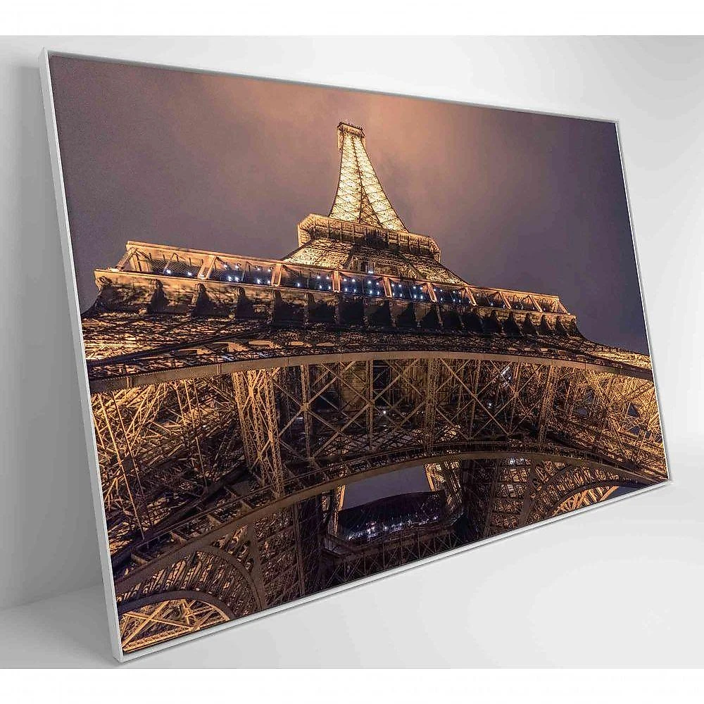 Quadro Torre Eiffel Iluminada 90x60 Cm Vidro Impresso