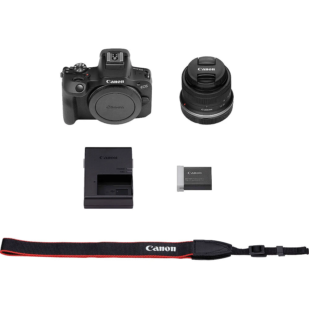 Câmera Canon EOS R100 Mirrorless 4k com Lente RF-S 18-45mm IS STM